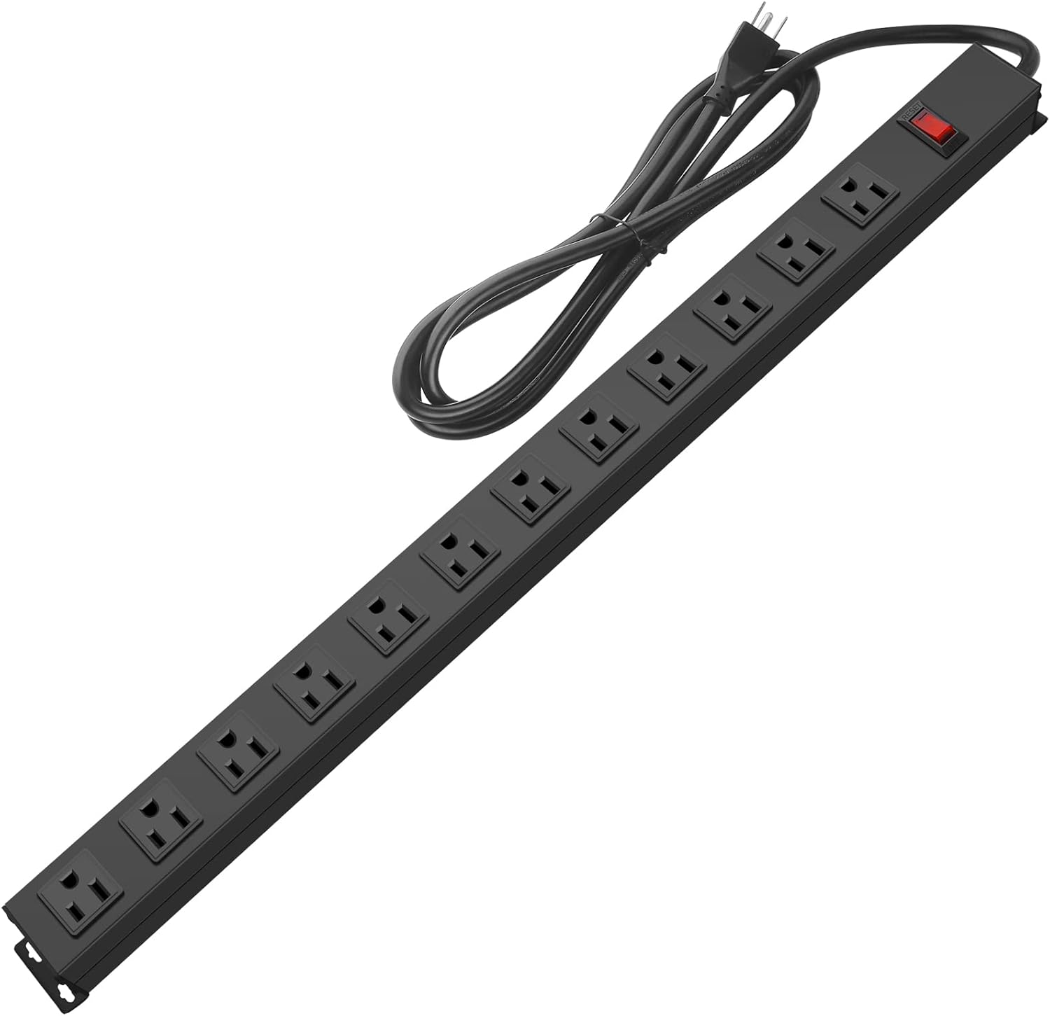 Regleta de alimentación de metal para montaje en pared, toma de corriente montable con 12 salidas de CA, enchufe de alimentación de aleación de