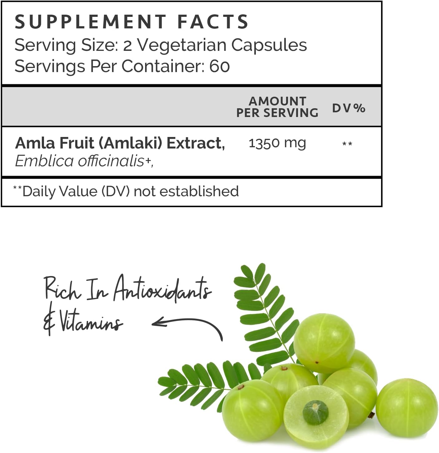 Amla Berry Cápsulas  para una mejor digestión y un sistema inmunológico fuerte  60 cápsulas veganas para una máxima absorción y potencia  100%