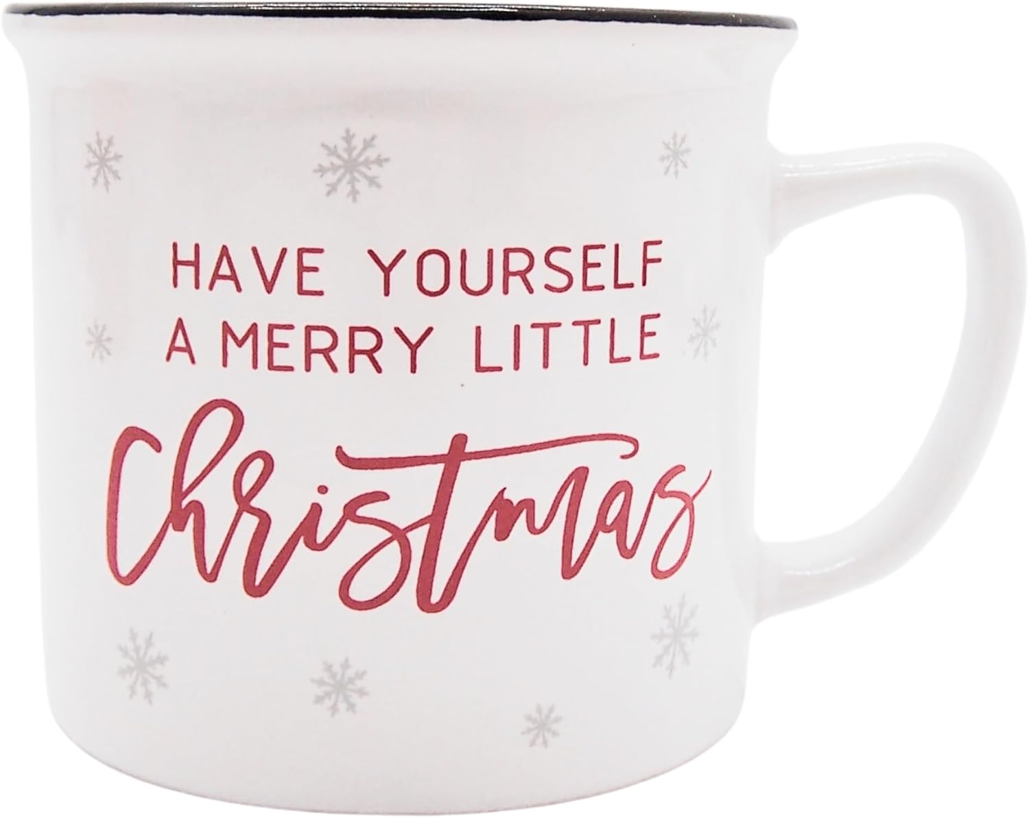 Taza de copo de nieve con texto en inglés Have Yourself a Merry Christmas, 3.75 pulgadas