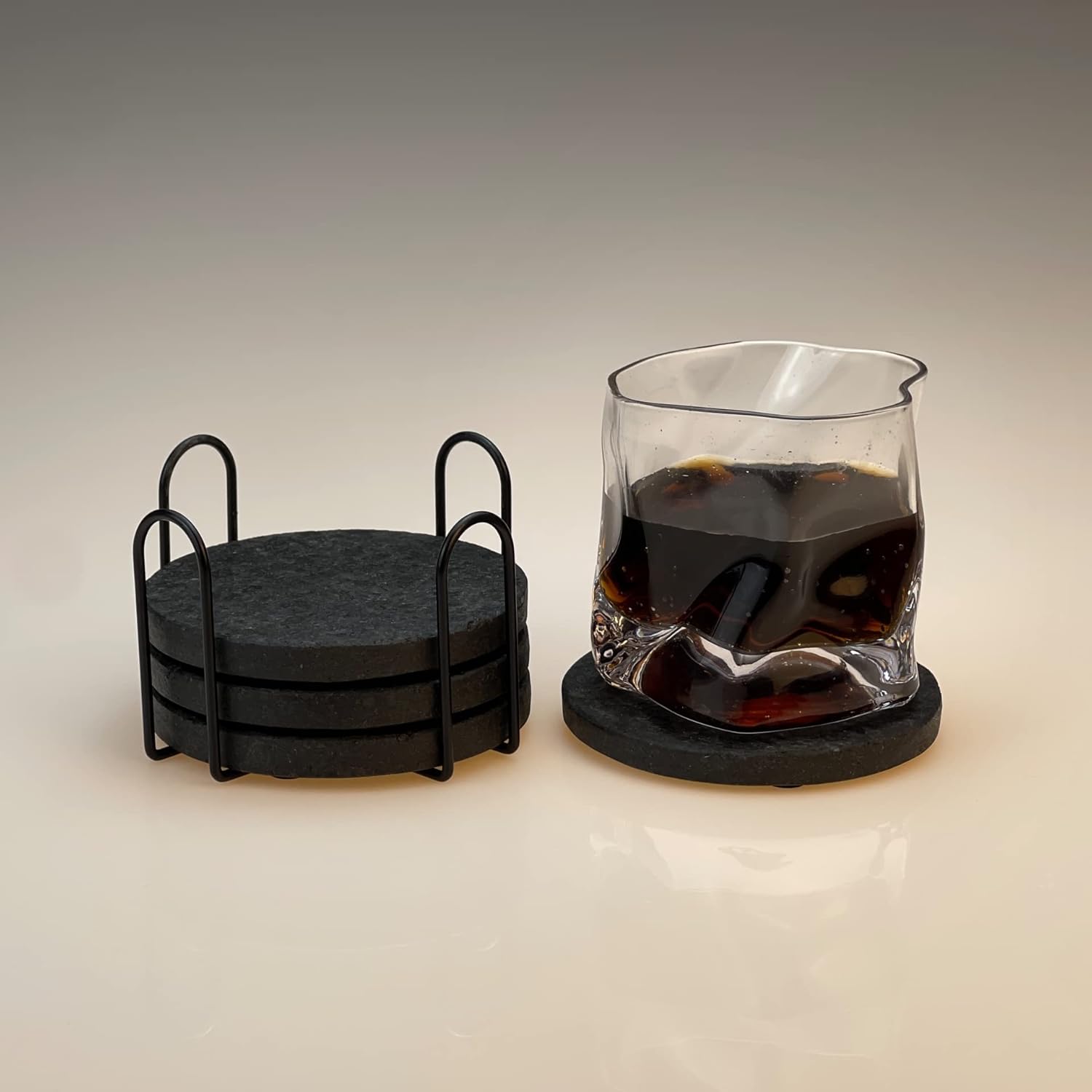 Roderick talks, Posavasos de basalto con soporte, juego de 46, ampliamente adecuados para tazas y botellas, protección de mesa, regalo ideal para