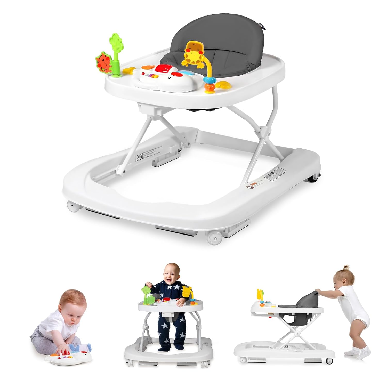 Andador plegable para bebés, centro de actividades para bebés 3 en 1 para niños y niñas, caminante para niños pequeños con velocidad de altura