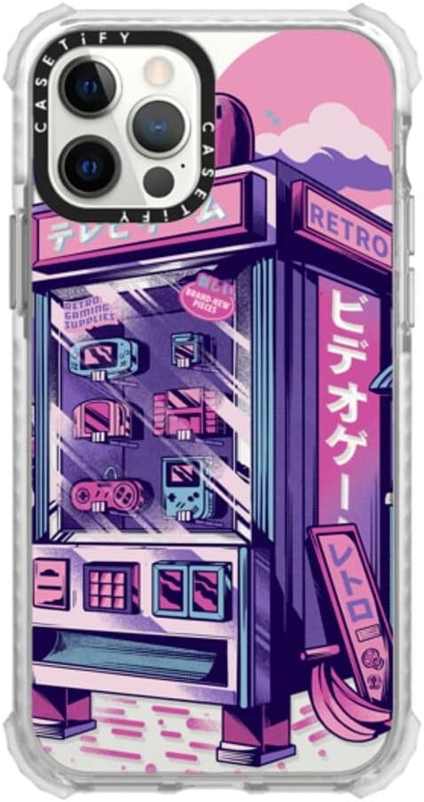 CASETiFY Funda Ultra Impact para iPhone 12  iPhone 12 Pro – Máquina expendedora retro – Clear Frost