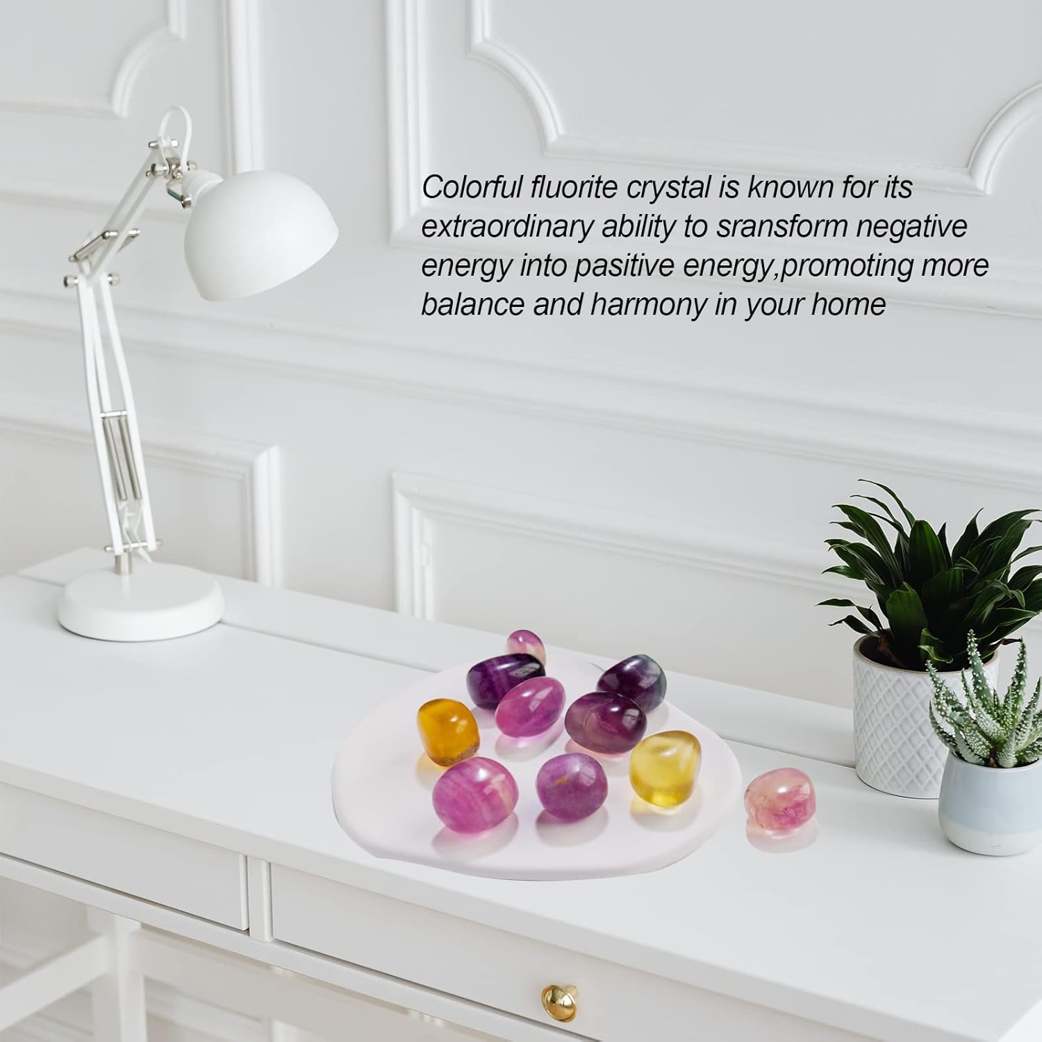 Apengshi Piedra de cristal de fluorita de color natural, 0.22 libras, cristal curativo pulido, equilibrio de chakras, reiki, terapia de meditación,
