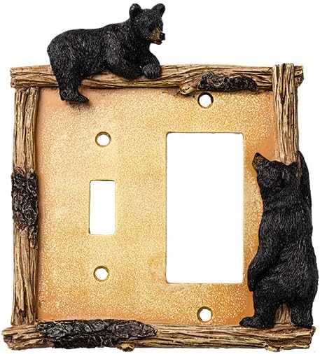 Bear – Cubierta eléctrica para interruptor de placa de interruptor de 2 osos, cubierta combinada de placa de interruptor de pared (combo de palanca