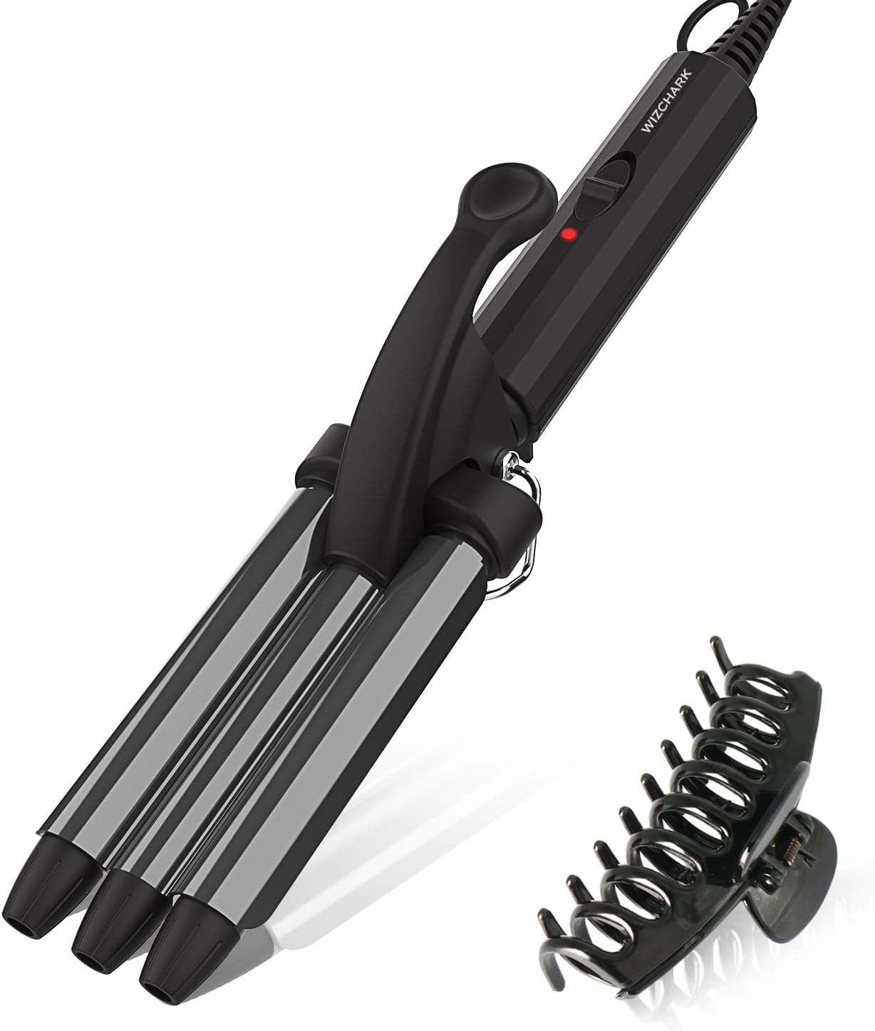 Wizchark Rizador de pelo pequeño, rizador de ondas de playa de 12 pulgada, mini ondulador de pelo para cabello corto y largo, rizador de 3 barriles,
