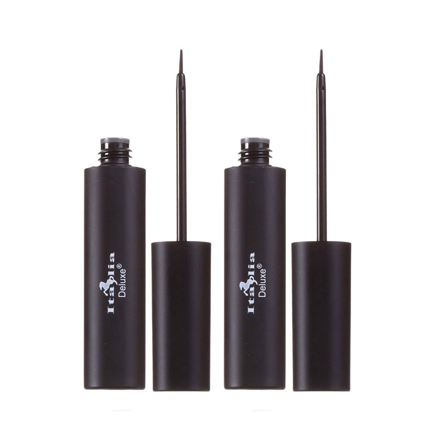 Italia-Deluxe Maquillaje 2pcs de Delineador Líquido Clásico 201 Mate Negro Delineador de Ojos Vitamina E + ZipBag