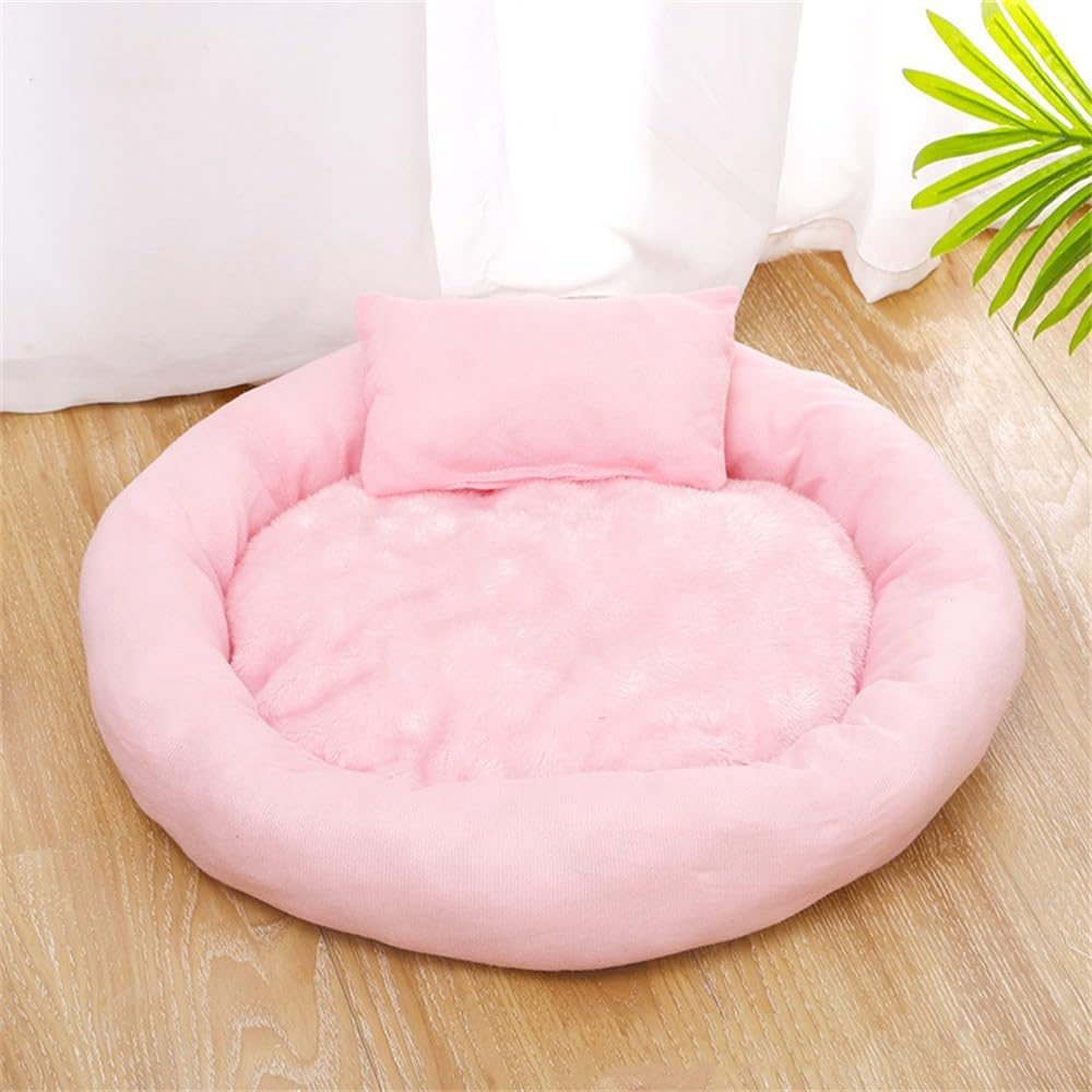 Cama acolchada redonda en forma de dona para gatos y perros, cama lavable para mascotas pequeñas con almohada, antiansiedad, cama redonda de felpa