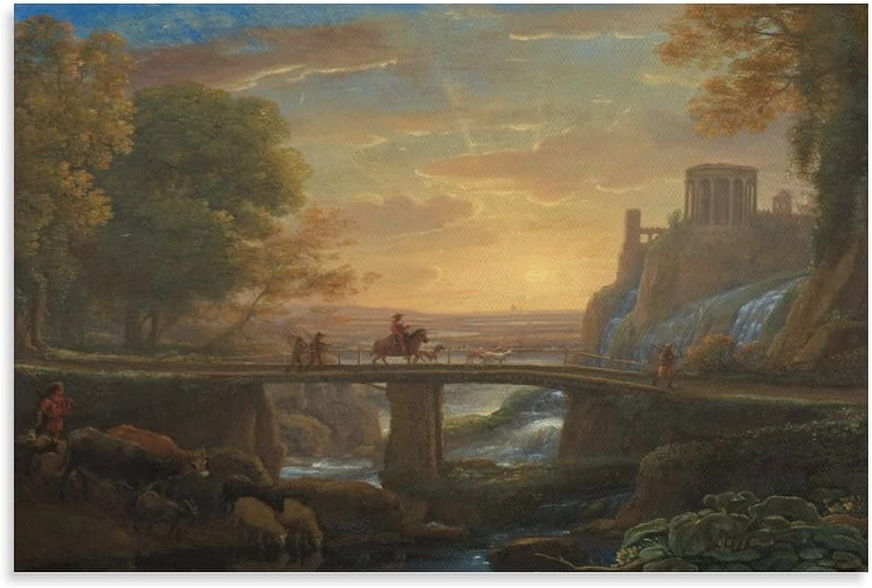 Claude Lorrain 1600 82 Claude Lorrain 16 – Landscape with an Imaginary View of Tivoli 1642 (Oil on C Poster Decorative Painting Canvas Wall Art
