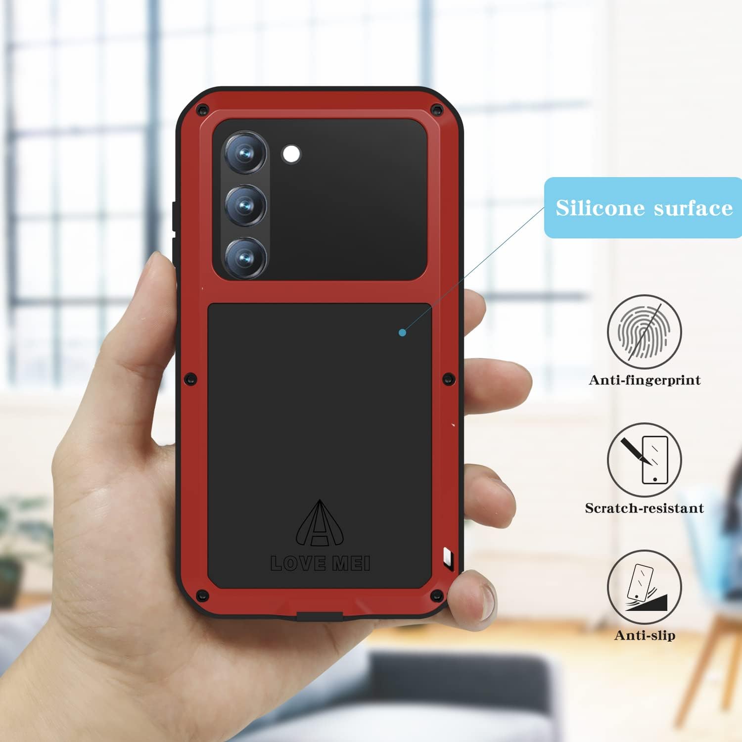 LOVE MEI Funda para Samsung Galaxy S23 5G con protector de pantalla de vidrio templado, a prueba de golpes, a prueba de arañazos, híbrida de metal y