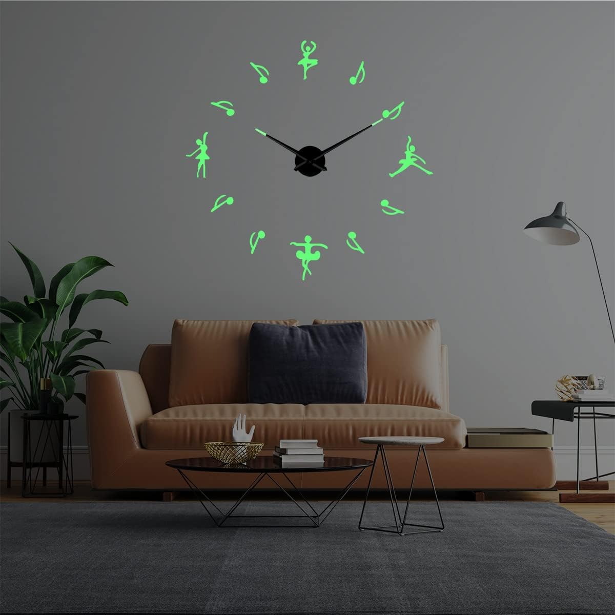 BST – Notas de ballet DIY, diferentes luminosas sin marco, reloj de pared, decoración de sala de baile, regalo de diseño creativo, 47 pulgadas