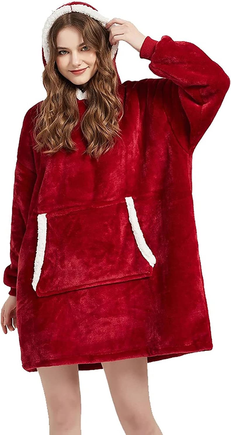 Sudadera con capucha para mujeres y hombres, cálida sudadera con capucha de franela en blanco cómoda manta de felpa con capucha, talla única