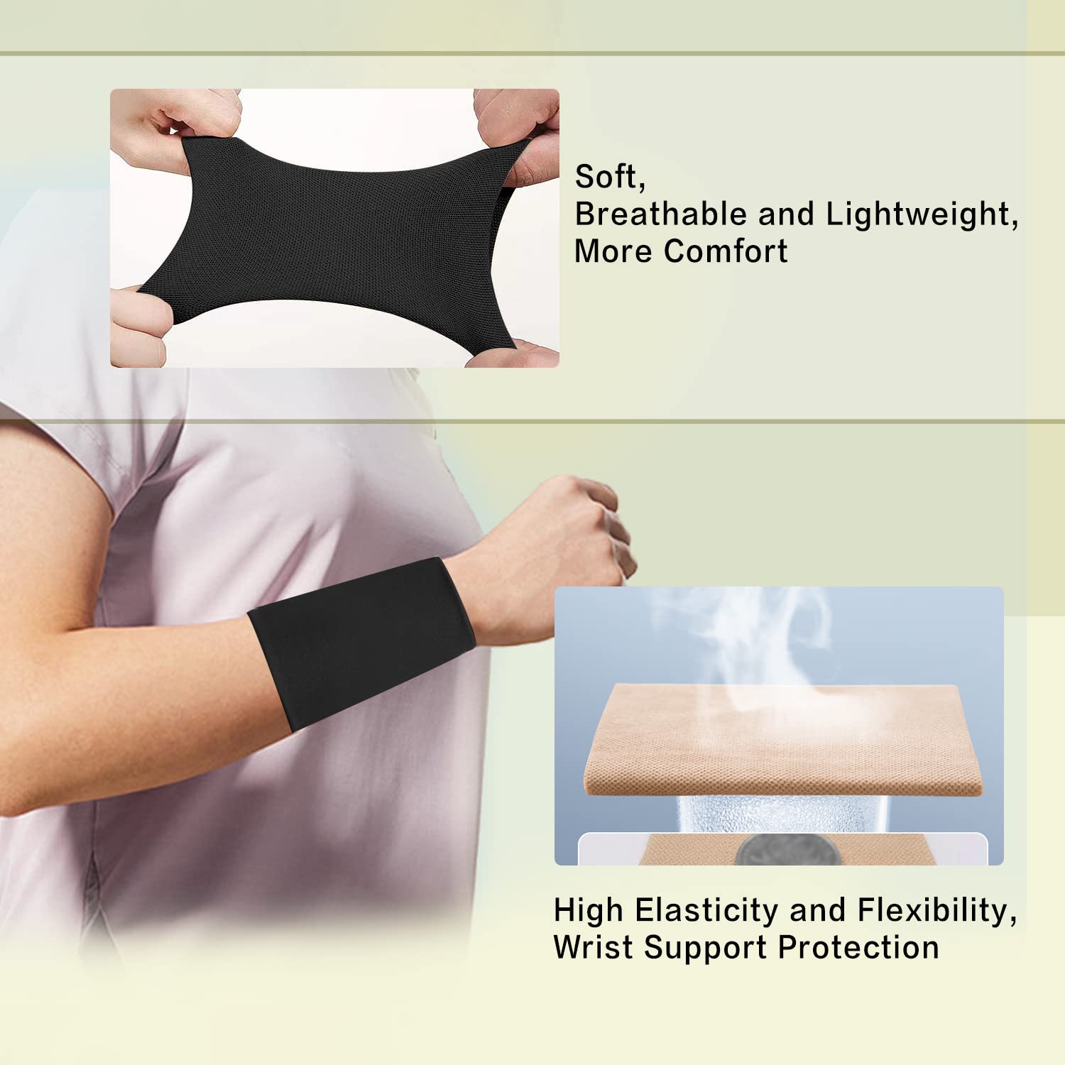 SEXYEYE Muñequera de compresión para hombres y mujeres, muñequeras elásticas para tenis, tendinitis, túnel carpiano, bandas para cubrir tatuajes