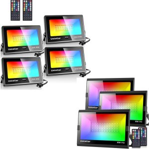USTELLAR Focos RGB paquete de 4 de 25 W y 3 paquetes de 80 W USTELLAR Focos RGB paquete de 4 de 25 W y 3 paquetes de 80 W