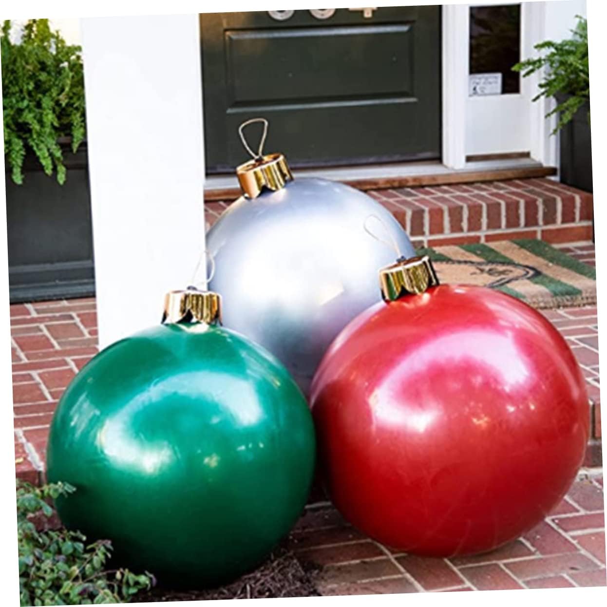 HOMSFOU 2 globos de Navidad, adorno de Navidad, decoración de Navidad, decoración de bolas grandes, adornos gigantes de Navidad al aire libre, bola