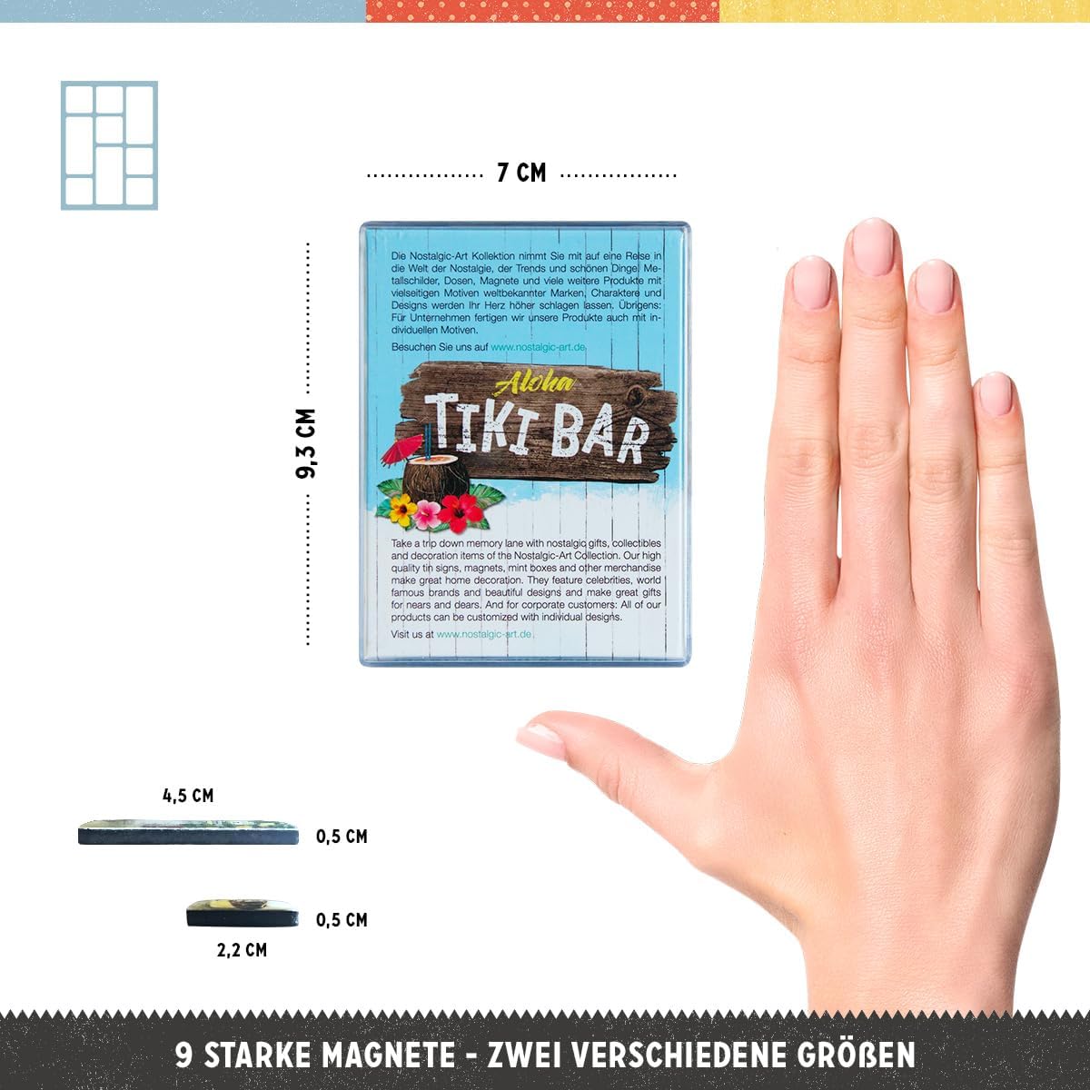 Nostalgic-Art Imanes de nevera estilo retro, barra Tiki  idea de regalo de cocina, juego de imanes para tablero de anuncios, diseño vintage, 9 piezas