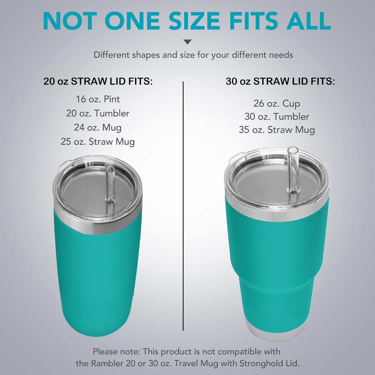 Vaso de 20 onzas, tapas de popote de repuesto compatibles con YETI Rambler de 16 onzas, vaso de 20 onzas, taza de 24 onzas, taza con popote de 25