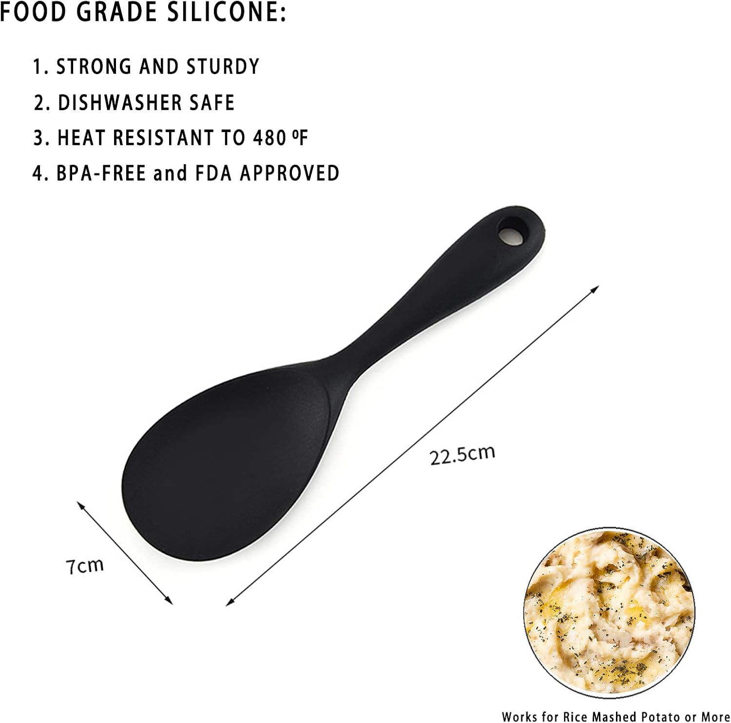 Paleta de arroz, cuchara de arroz de silicona, antiadherente, resistente al calor, cuchara de arroz, espátula de arroz, cuchara de arroz, cuchara