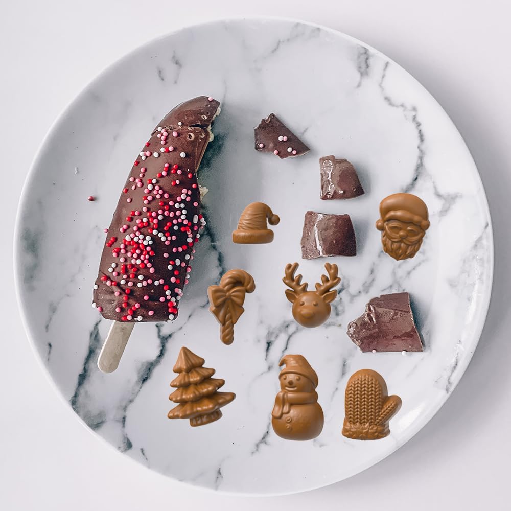 2 moldes de silicona para caramelos de gomita de Navidad, 30 moldes de Navidad para bricolaje de chocolate de Navidad, caramelos, gelatina