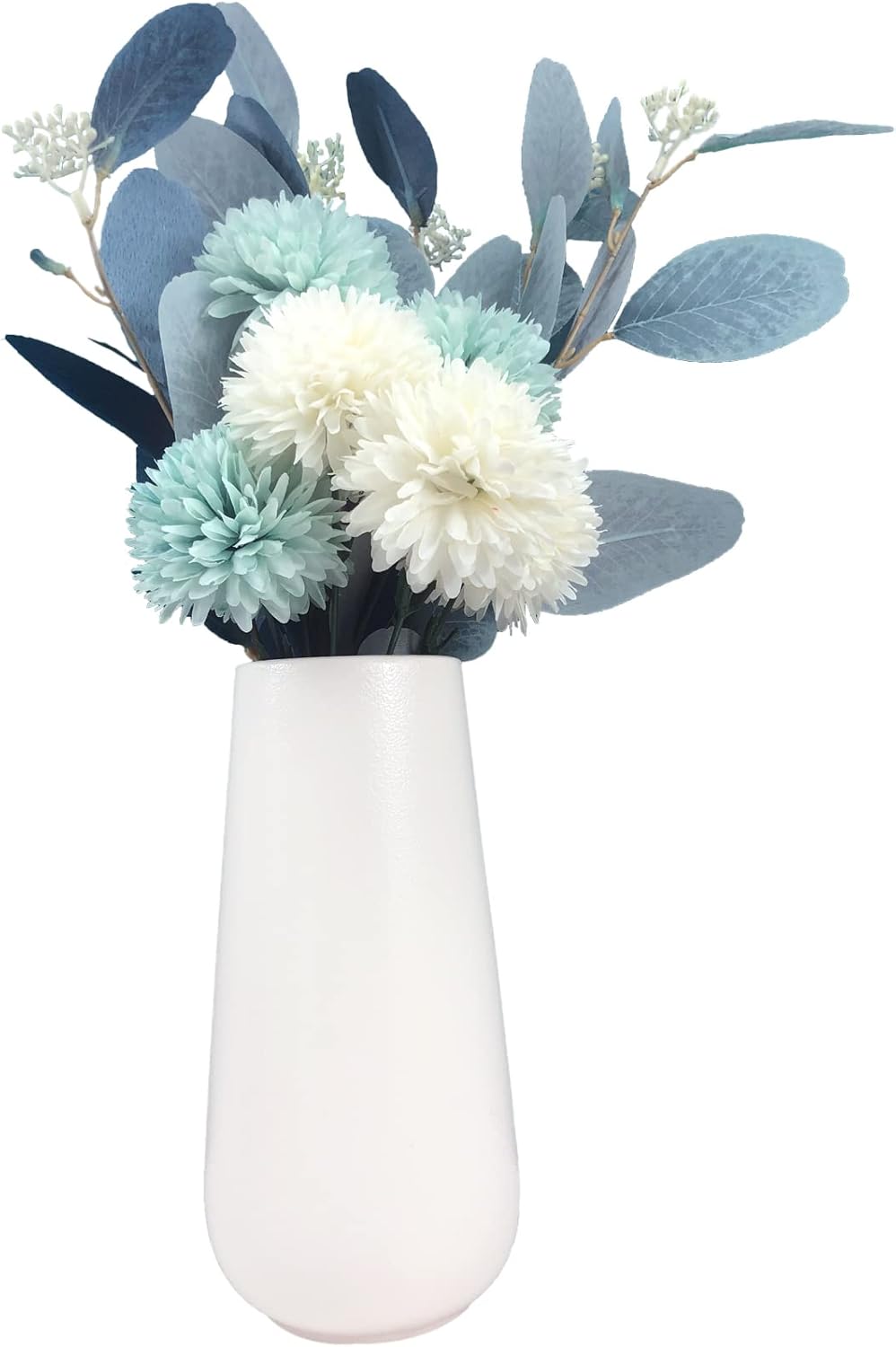 Jarrón de cerámica blanco mate de 8 pulgadas para flores, jarrones de granja para flores, decoración moderna y bohemia para habitación, jarrones de