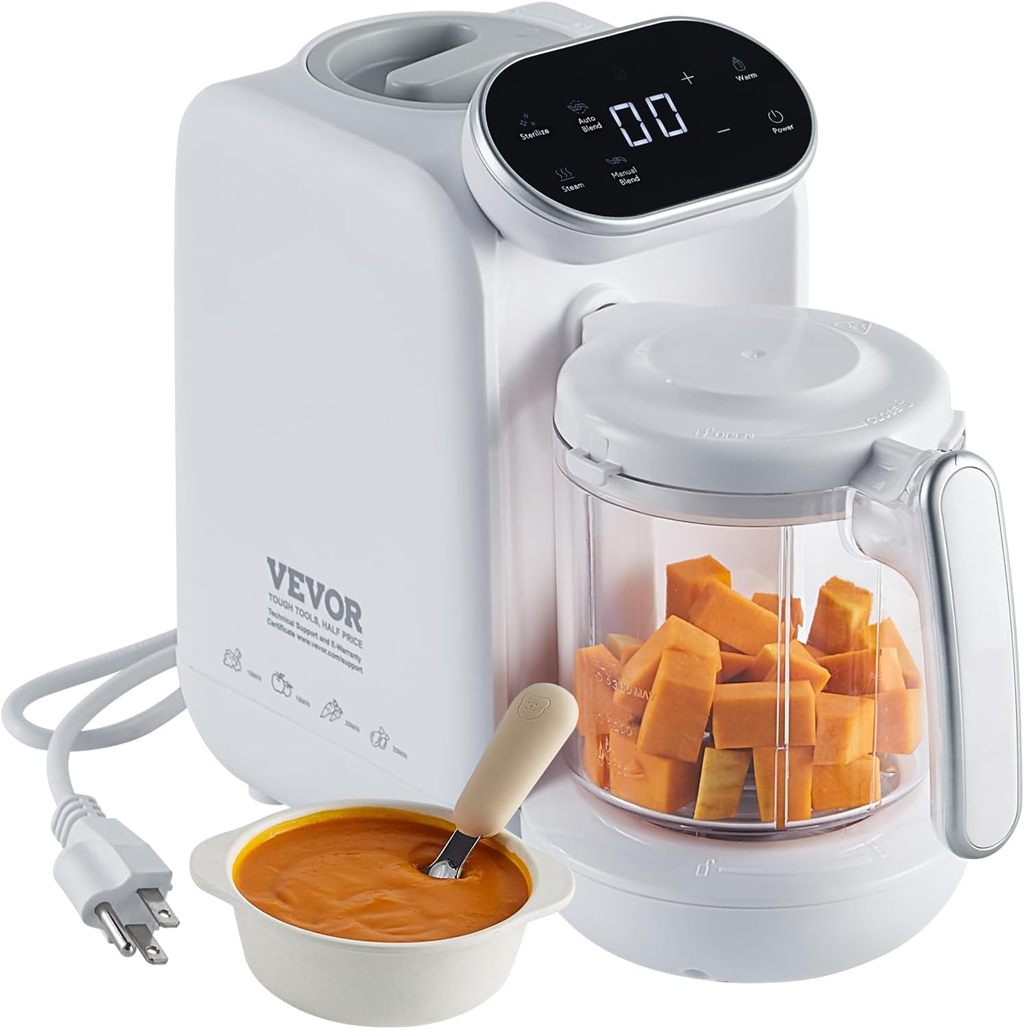 VEVOR Fabricante de alimentos para bebés, procesador de alimentos para bebés, sin BPA, 5 en 1, licuadora de puré de alimentos para bebés, molinillo