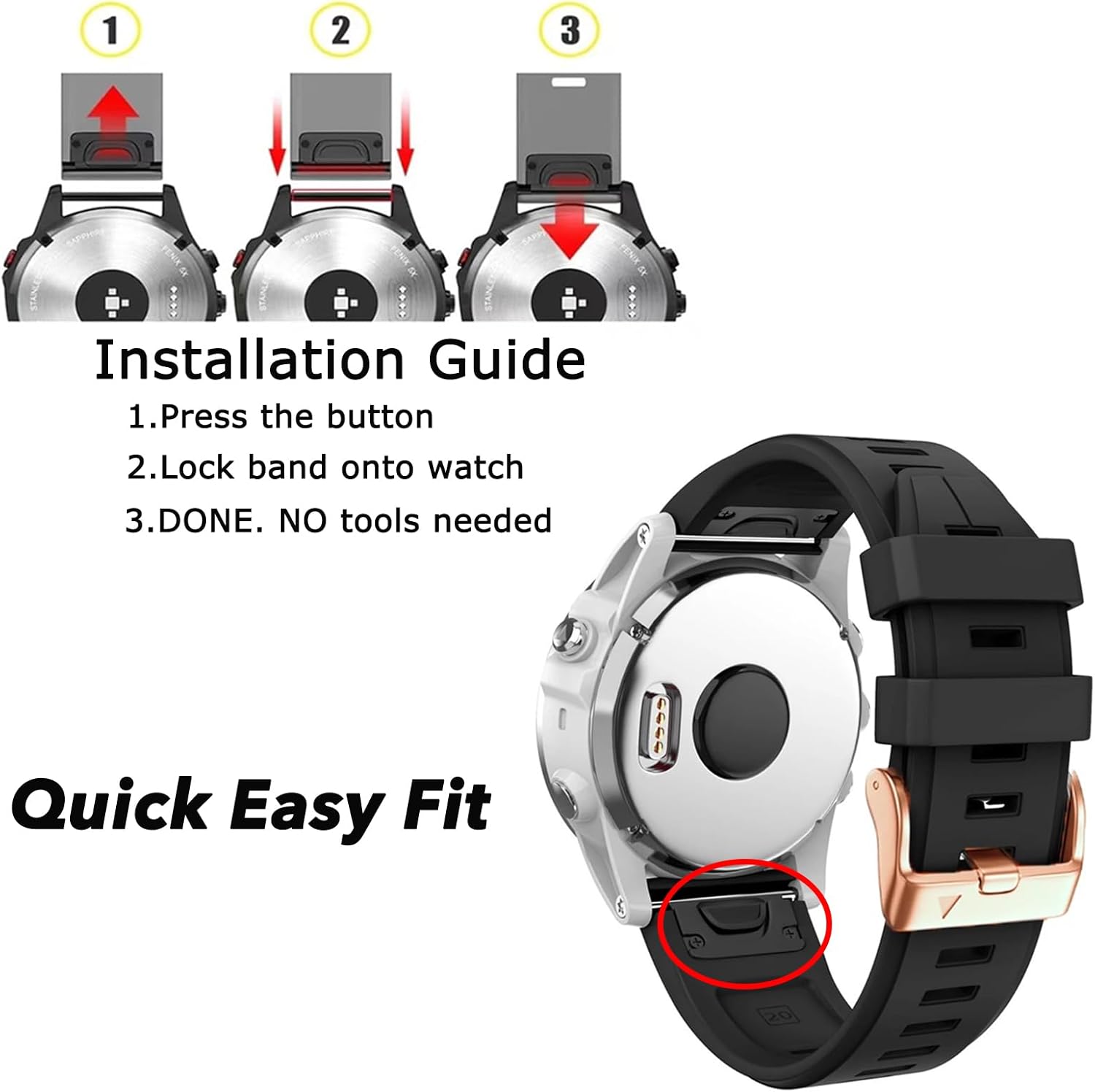 Correa de reloj de silicona de ajuste rápido de 0.78 pulgadas compatible con Garmin Fenix 7sFenix 6sFenix 6s ProFenix 5sFenix 5s Plus, correa