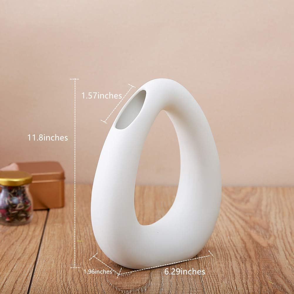Anding – Jarrón de cerámica blanco, diseño mate, ideal para regalar flores a tus amigos y familia para boda, mesa jarrón, perfecto para decoración