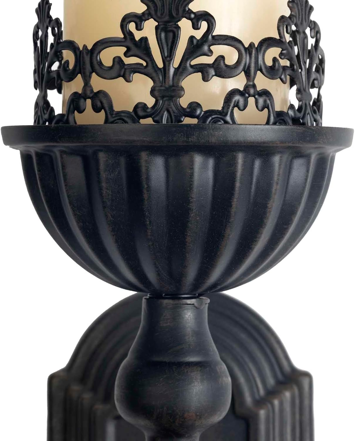 Candelabro de pared (juego de 2) portavelas de metal para colgar en la pared, diseño de corona negra y cetro, portavelas de pared para sala de