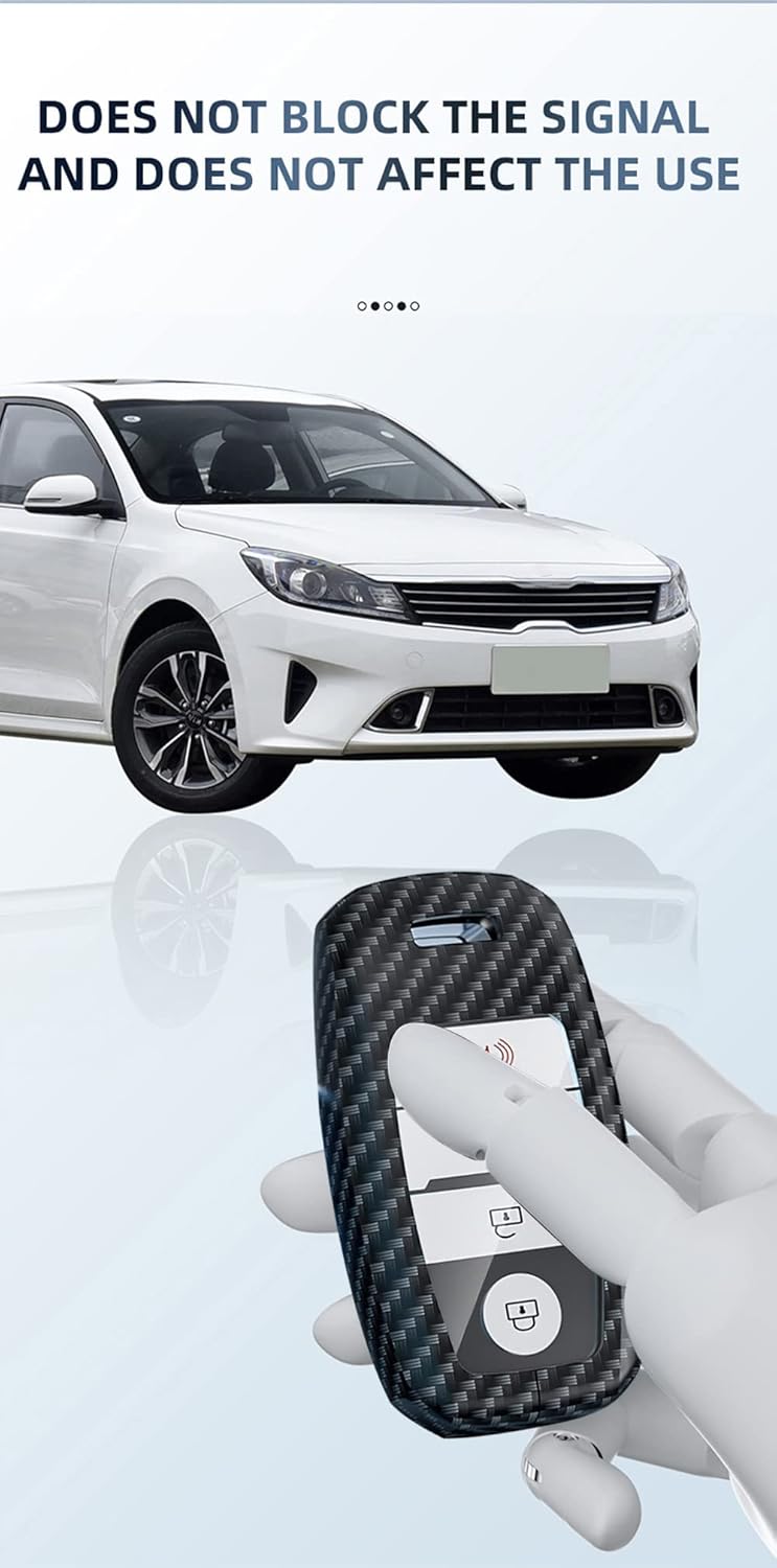 ontto Funda para llavero Kia, diseño de carbono, para accesorios Forte Koup Optima Rio, funda de metal para llaves de Sedona Sorento sin llave,