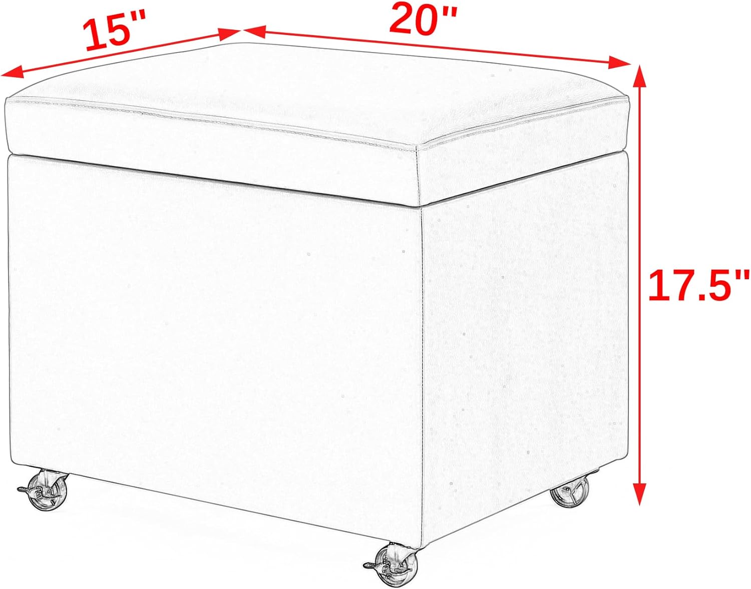 Reposapiés otomano cuadrado multifuncional de poliuretano, con poleas, adecuado para estantes de almacenamiento decorativos para libros, revistas,