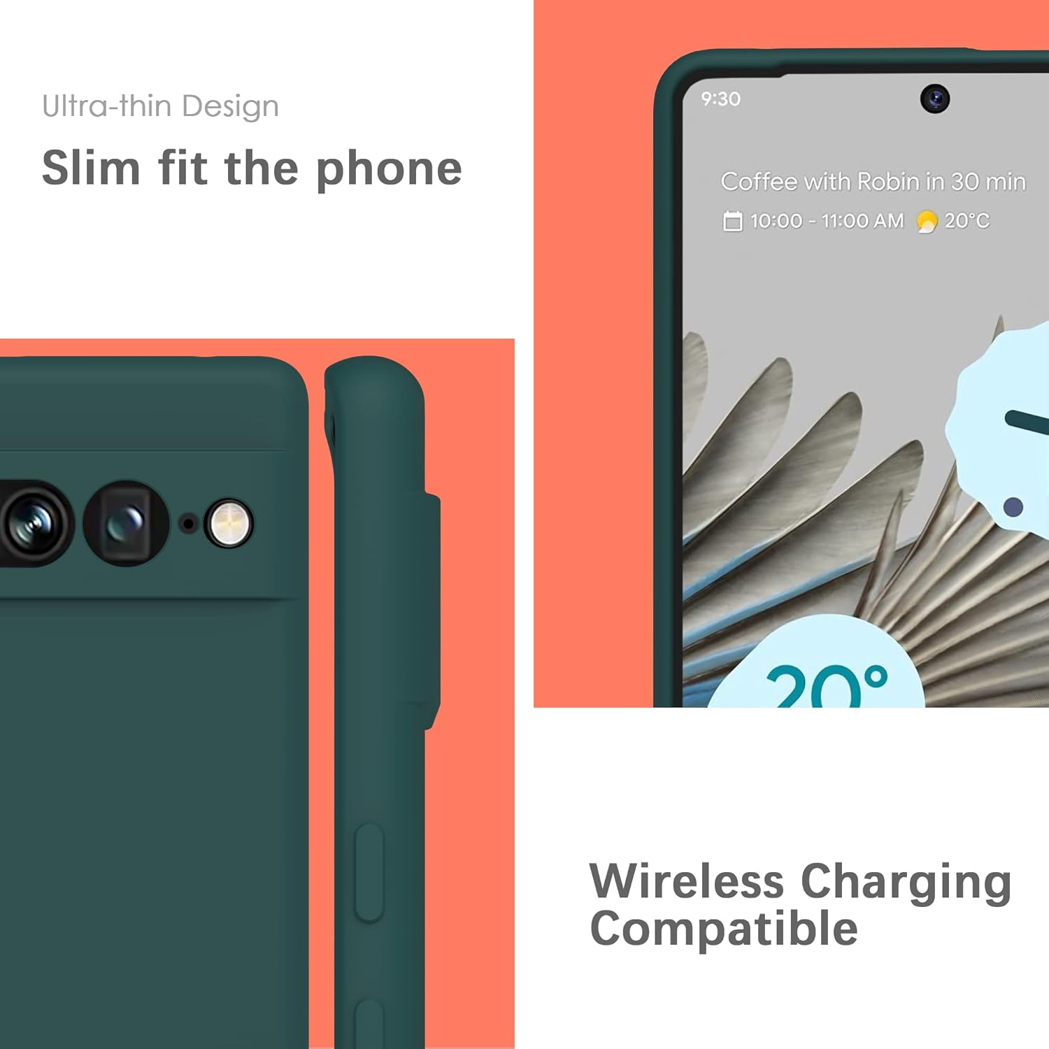 YATWIN Funda de silicona para Google Pixel 7 Pro 5G, suave al tacto, a prueba de golpes, a prueba de polvo, antideslizante, cubierta de teléfono de