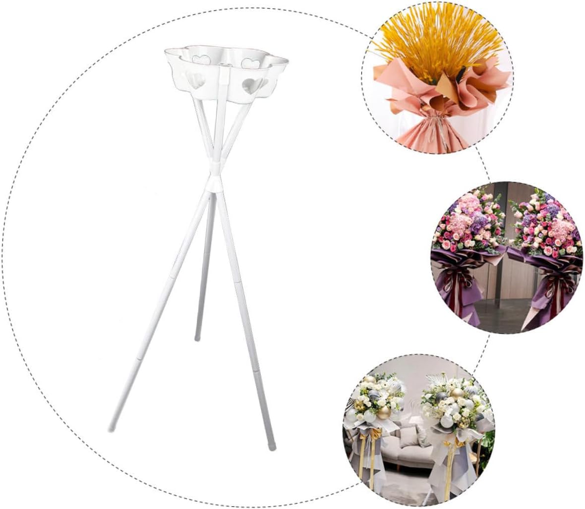 SEWACC Soporte de columna de jarrón de metal, 1 unidad, estante de flores de plástico, mesa de comedor blanca, soporte para maceta de flores