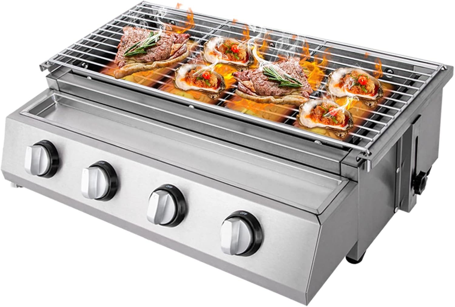 Parrilla LPG, parrilla de acero inoxidable para exteriores con rejilla extraíble para patio, jardín, parrilla, gas propano de barbacoa de altura