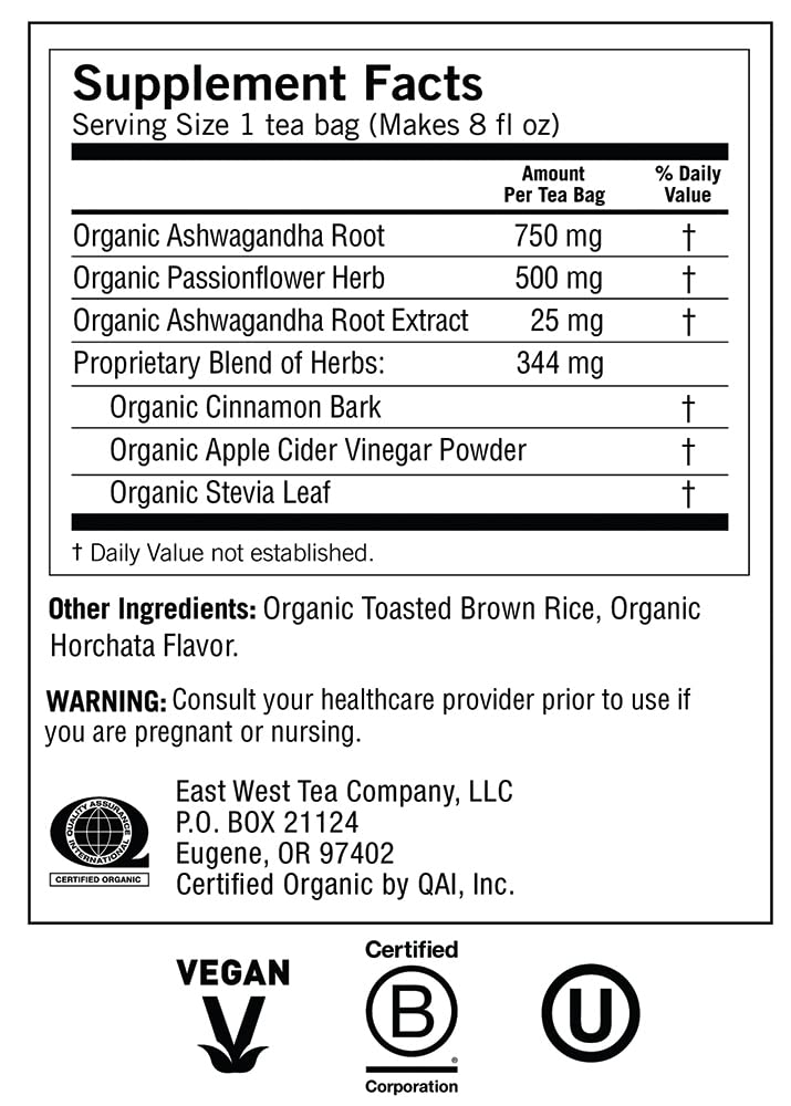 Yogi Tea Cinnamon Horchata Stress + Sleep – Té de hierbas sin cafeína, certificado orgánico por USDA, sin OMG, 16 bolsas de té (paquete de 6)