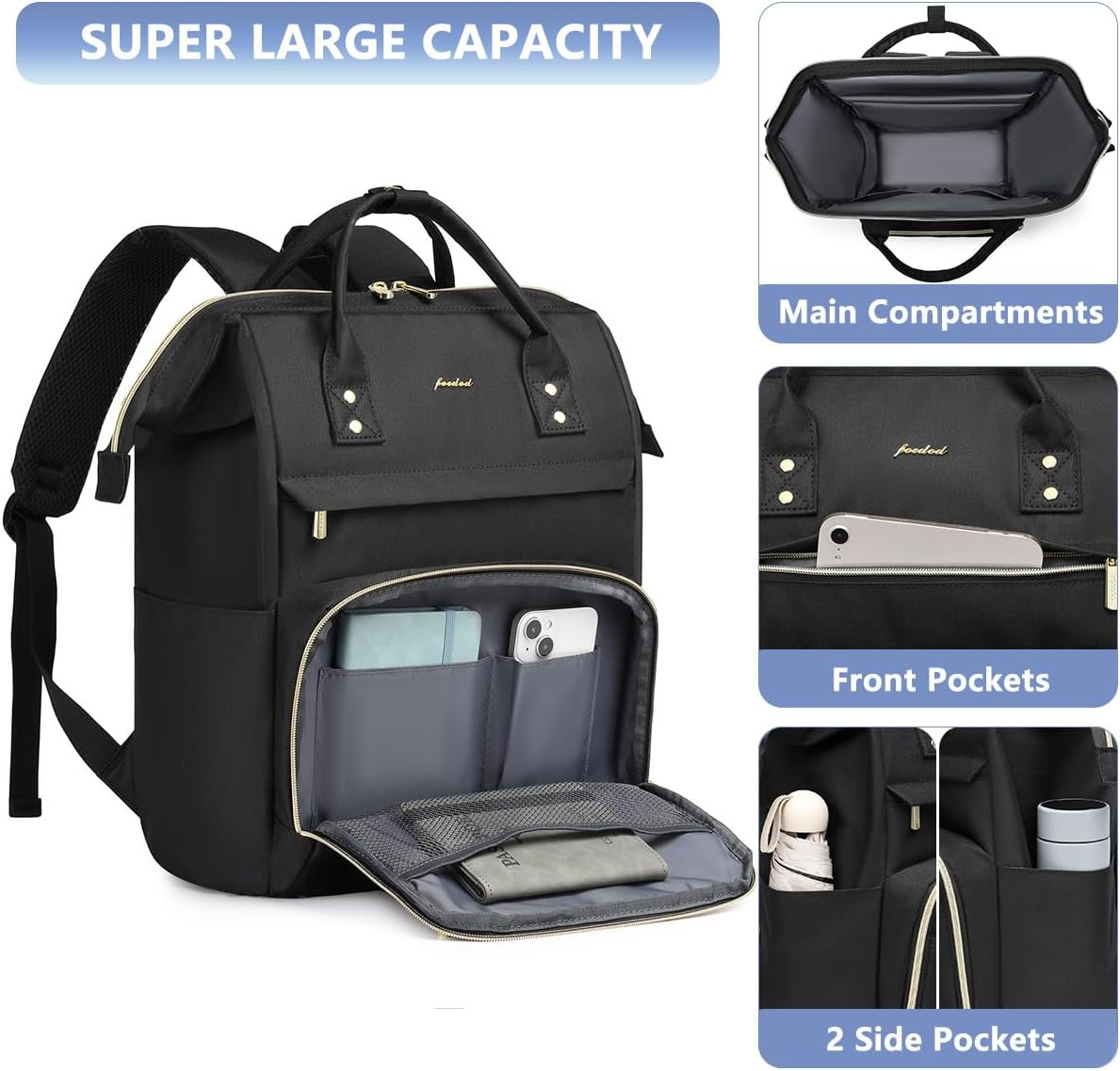 Bolsas para laptop para mujer, mochila para enfermera mochila para profesores de 15.6 pulgadas con puerto USB, mochila casual antirrobo, bolsa de