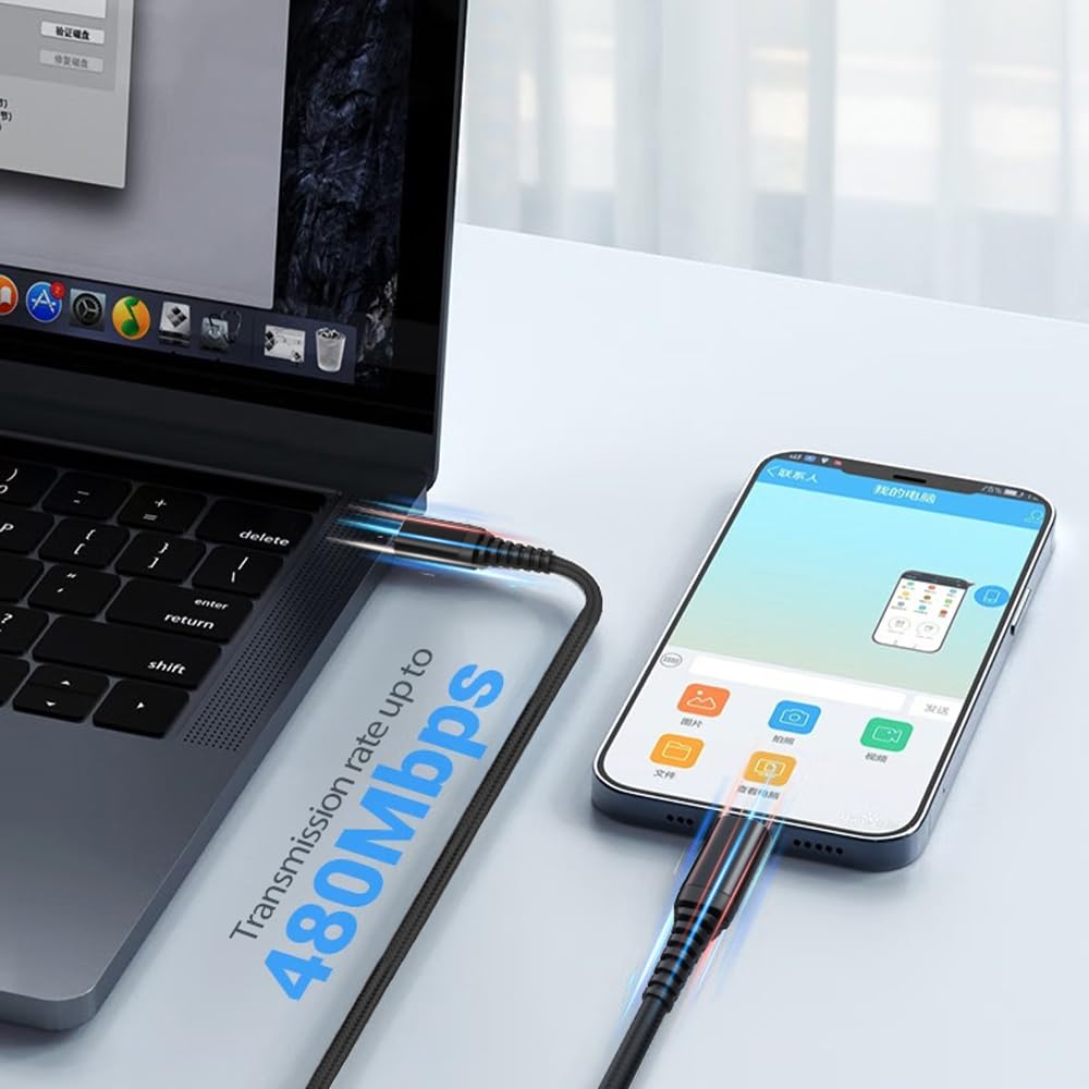 Paquete de 5 cables USB tipo C a C 6 pies, carga rápida de 3.0 A  USB tipo C a tipo C de 60 W PD de carga rápida cables trenzados de nailon
