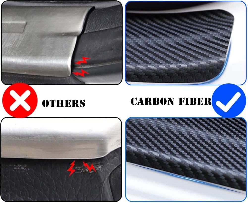 4 protectores de umbral de puerta de automóvil para Ford Focus, fibra de carbono gruesa, antiarañazos, protector de pedal de puerta de automóvil,