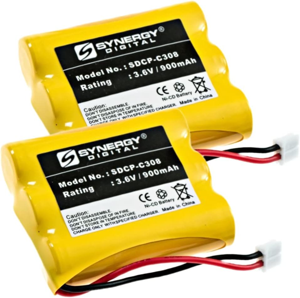 Synergy Digital Baterías inalámbricas para teléfono, compatibles con AT-TLucent 3301, (Ni-CD, 3.6V, 900 mAh), el paquete combinado incluye 2