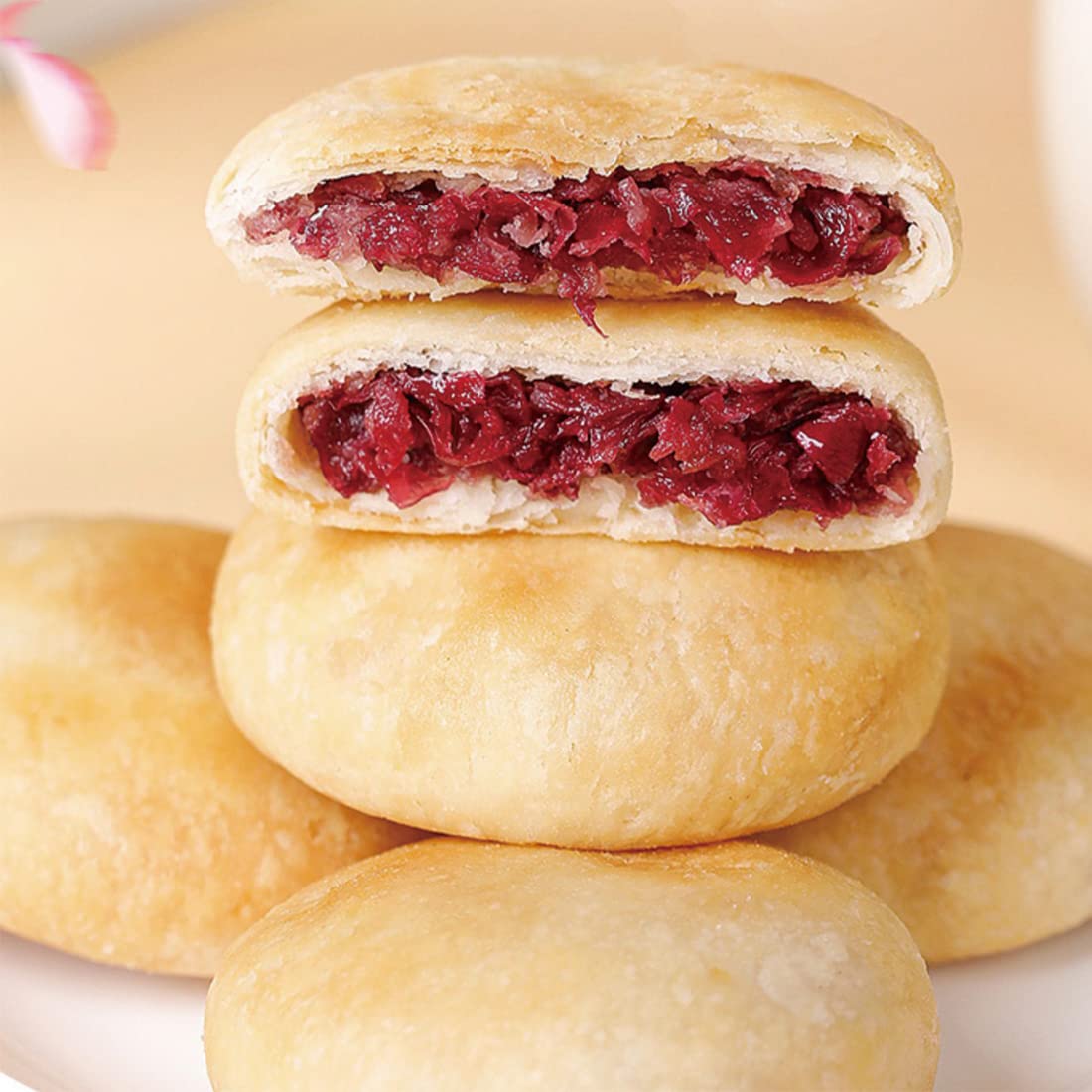 Yunnan – Pastel de flores de rosas de 10.58 onzas, pastel crujiente con relleno de rosas, pastel de flores especiales Yunnan Sabor original, Xian
