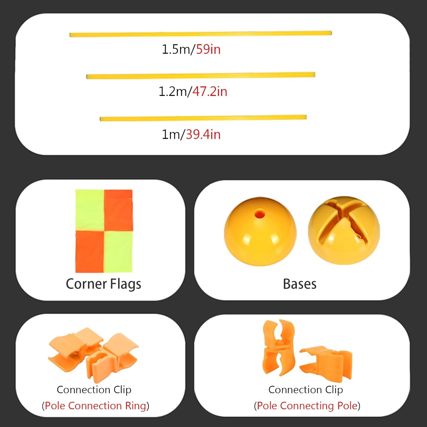 ZJKXJH 5 bastones de entrenamiento de agilidad, 39, 47, 59 pulgadas, juego de entrenamiento de agilidad de velocidad para niños y adultos, ejercicio