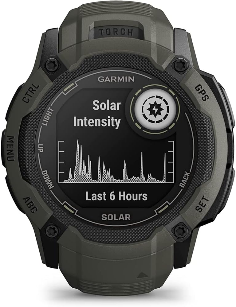 Garmin 010-02805-15 Instinct 2X Solar Rugged GPS Smartwatch Moss Bundle con Deco Essentials Paquete de 2 pulseras tácticas de emergencia paracord