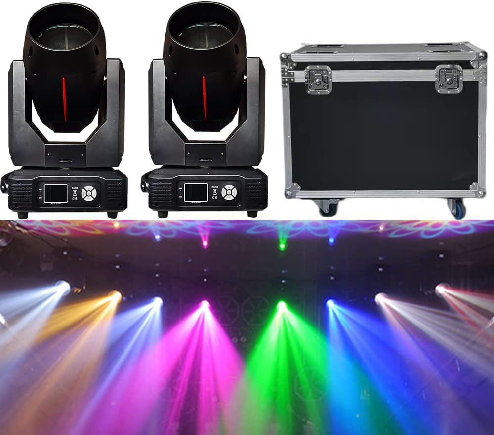 Beam 17R 350W Cabeza Móvil Luces de escenario Gobos DMX DJ 18R Efectos con Flightcase para Boda DJ Bar Disco Fiesta Navidad