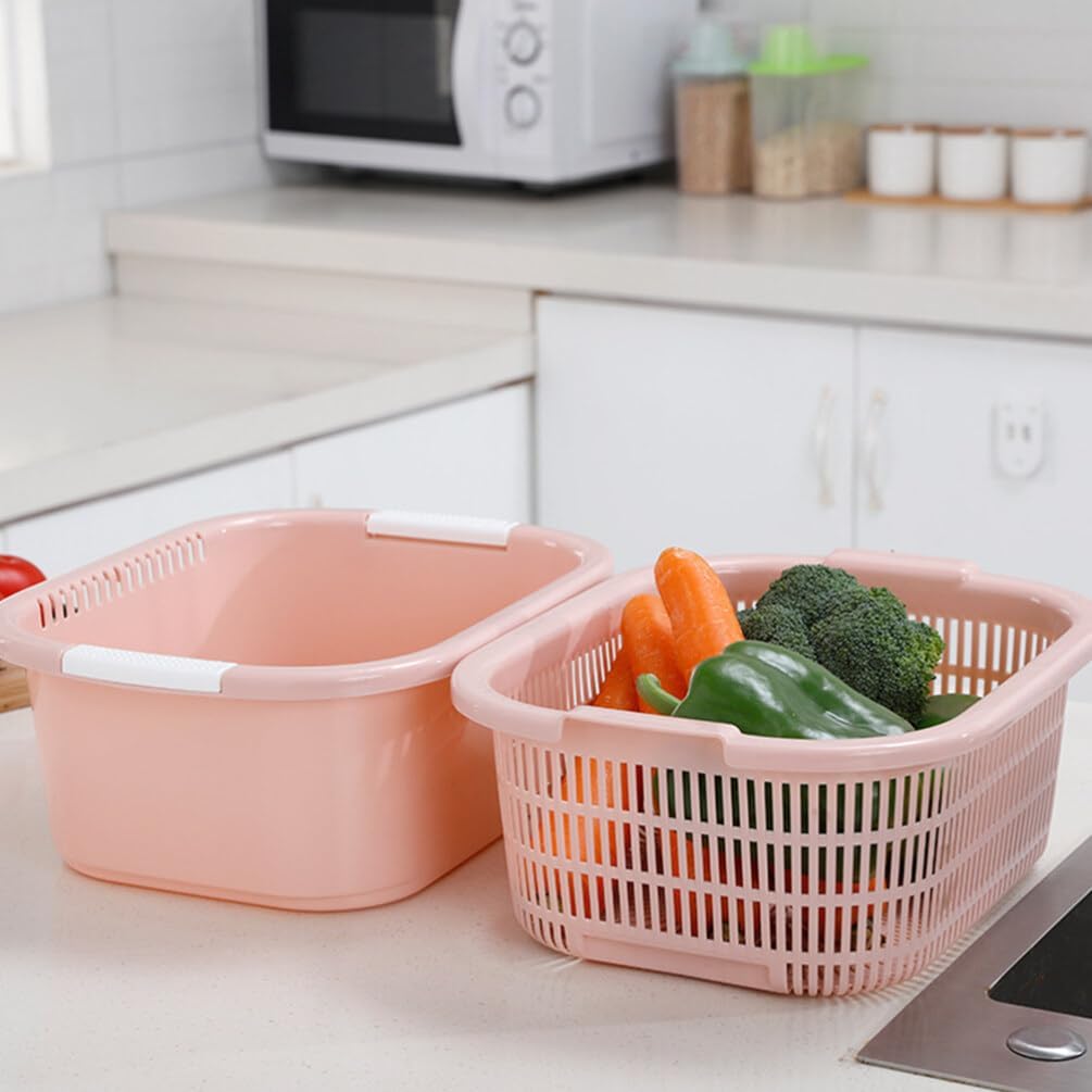 BESTonZON Cesta de lavado de verduras, juego de tazones de colador de cocina, cesta de lavado de frutas, coladores de frutas, coladores de plástico