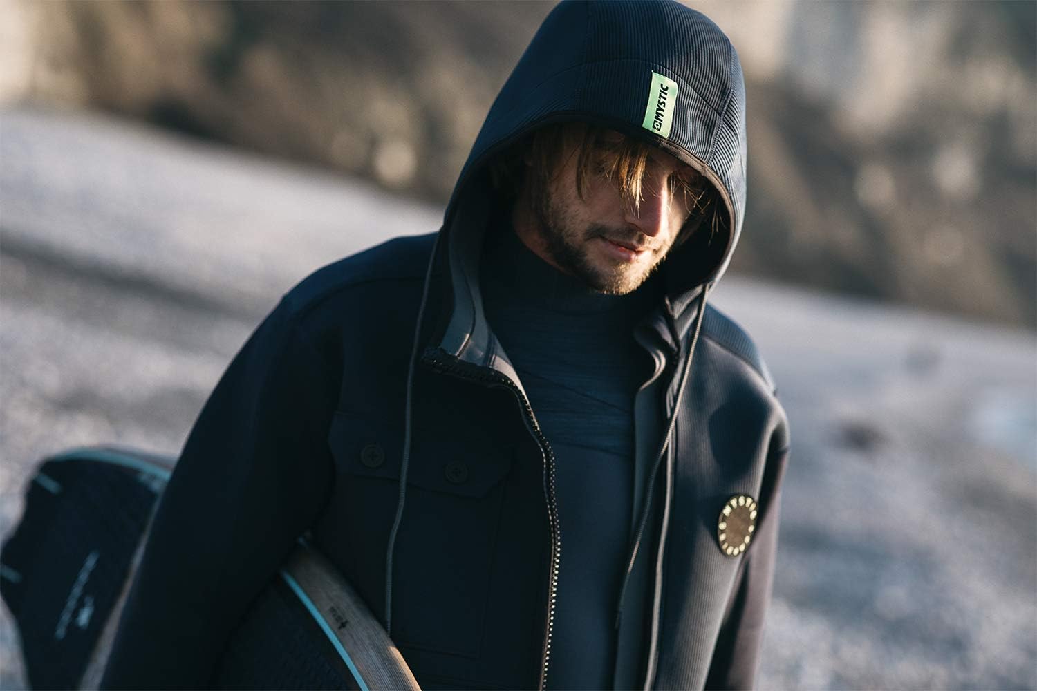 Mystic Watersports – Surf Kitesurf & Windsurfing Ocean Neoprene Wetsuit Coat Jacket – Navy Lime – Unisex