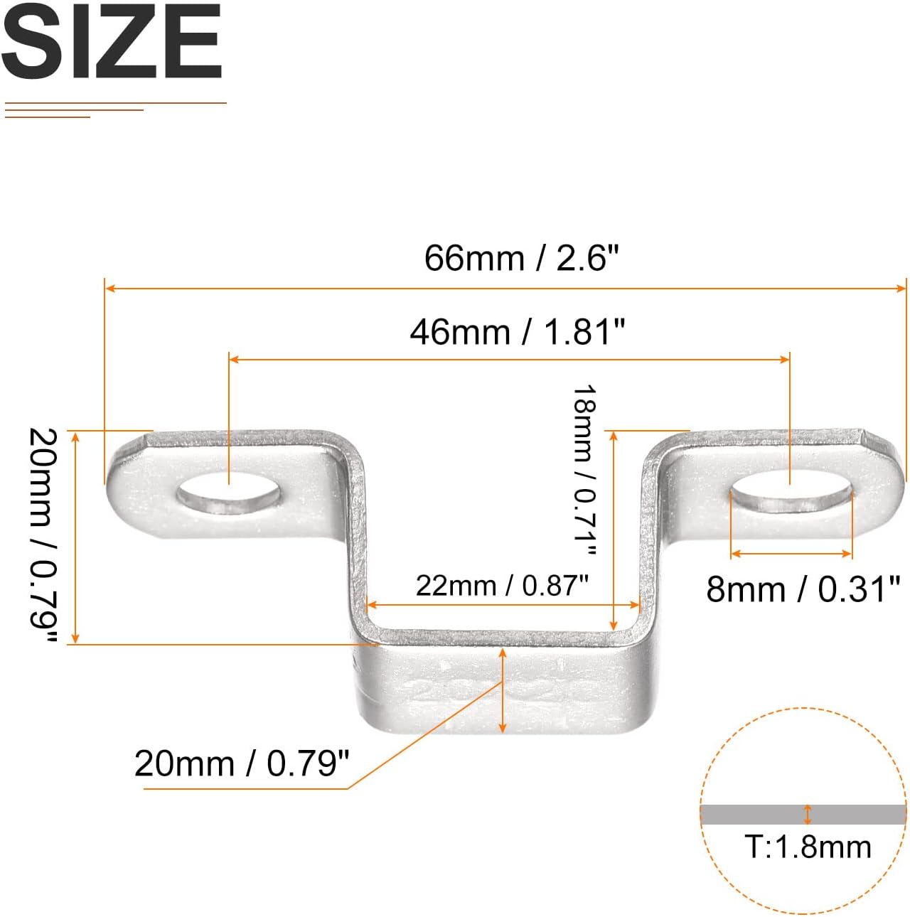 DTGN Soporte de conector de puntal en forma de U de 0.709 in x 0.866 in (InnerHxInnerW) – Paquete de 6 – Bueno para fijación de tuberías en el hogar