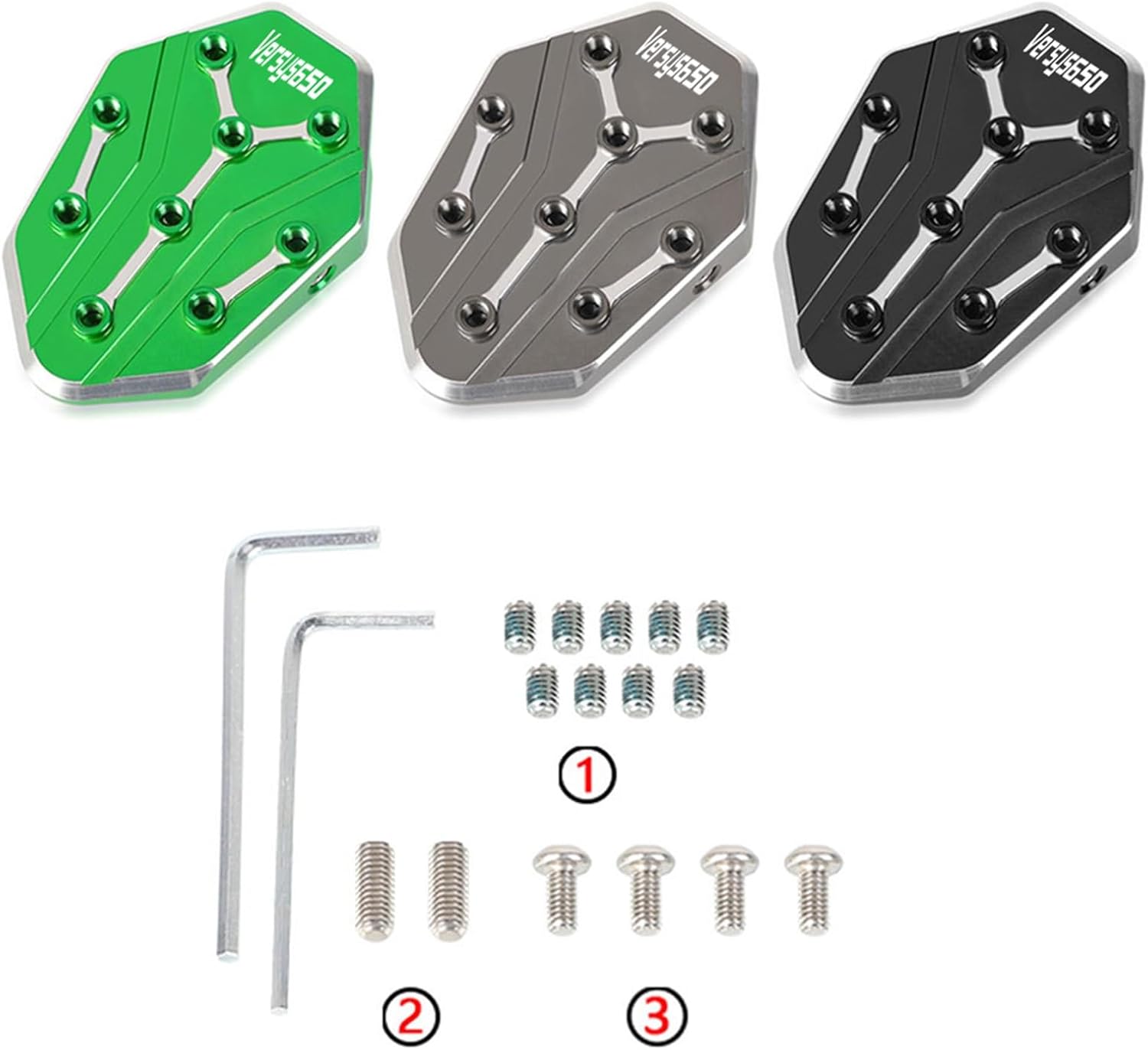 CNC aluminio Motorcycle for Kawasaki VERSYS 650 2010-2022 Kickstand Side Stand Enlarge Extension (Color  Gray VERSYS)