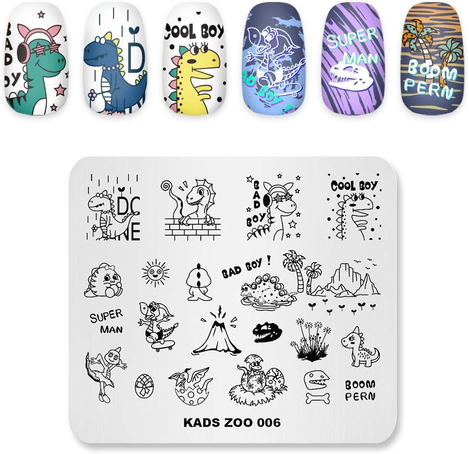 KADS – Placa de estampación de uñas para decoración de uñas y dragón lindo (ZOO006)