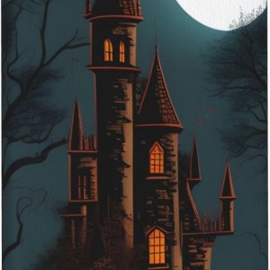yvkew Arte de pared de castillo de Halloween por la noche, pintura en lienzo, decoración del hogar, pinturas de arte abstracto, regalos, arte yvkew Arte de pared de castillo de Halloween por la noche, pintura en lienzo, decoración del hogar, pinturas de arte abstracto, regalos, arte