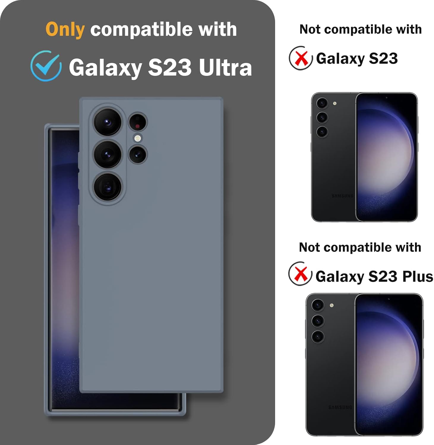 Hismart Funda para Samsung Galaxy S23 Ultra, parte trasera de silicona TPU suave y delgada, absorción de golpes, agradable al tacto y arañazos,