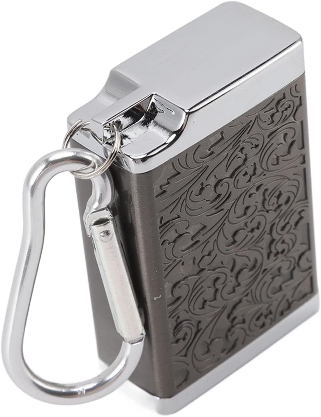 Caja de ceniza de cigarrillos en relieve Patrón de aleación de aluminio Cenicero de bolsillo (negro)