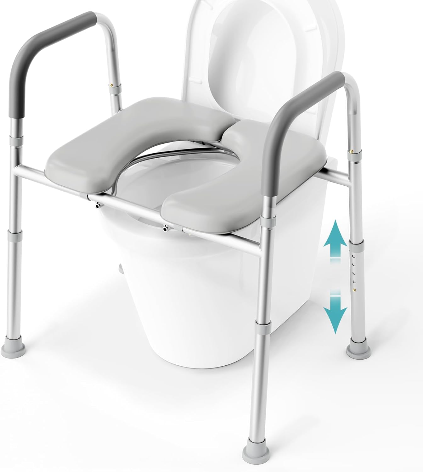 Asiento de inodoro elevado con funda impermeable para patas fundidas para ducha para adultos, elevador de asiento de inodoro para discapacitados con